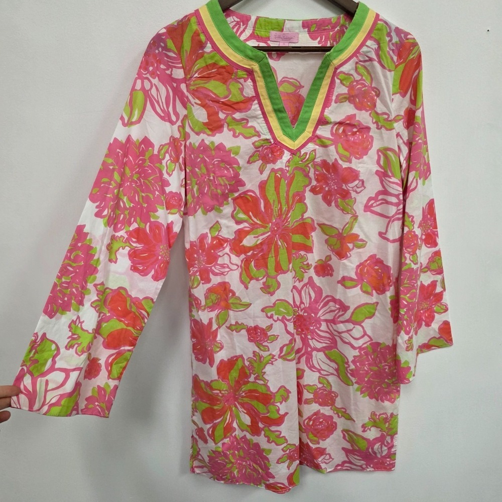 Lilly Pulitzer Womens V Neck Elina Cover Up Dress Size M Colorful Preppy Coastal